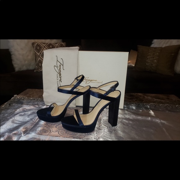 Vince Camuto Navy Satin Heels - Picture 9 of 10